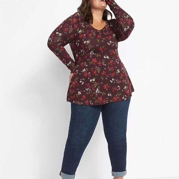 Lane Bryant Long Sleeve Scoop Neck Fit Flare Hacci Top Size 18 / 20 NWT - Picture 3 of 10